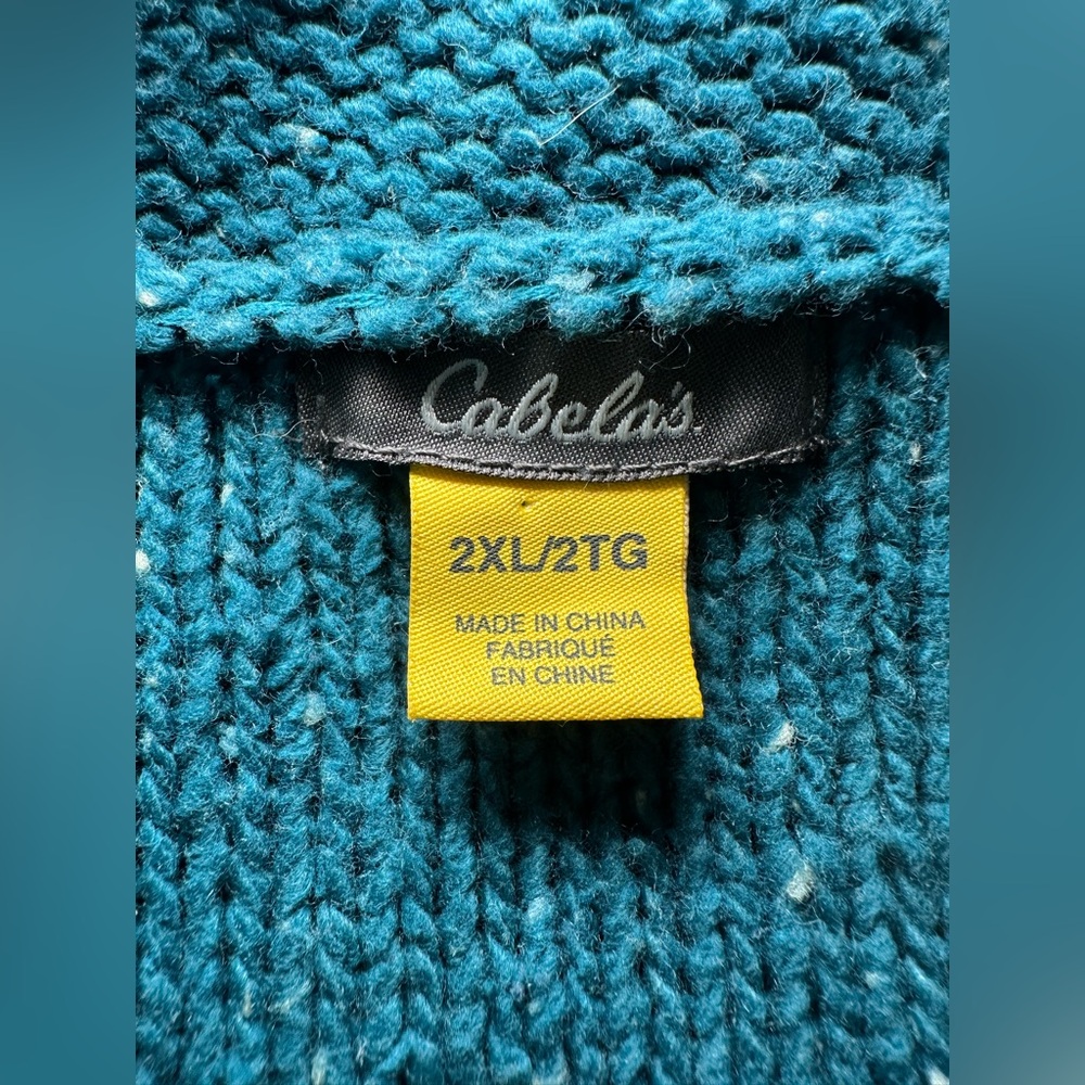 Cabela’s cotton blend plus size cardigan blue green aqua heavy knit fall winter - Picture 11 of 13